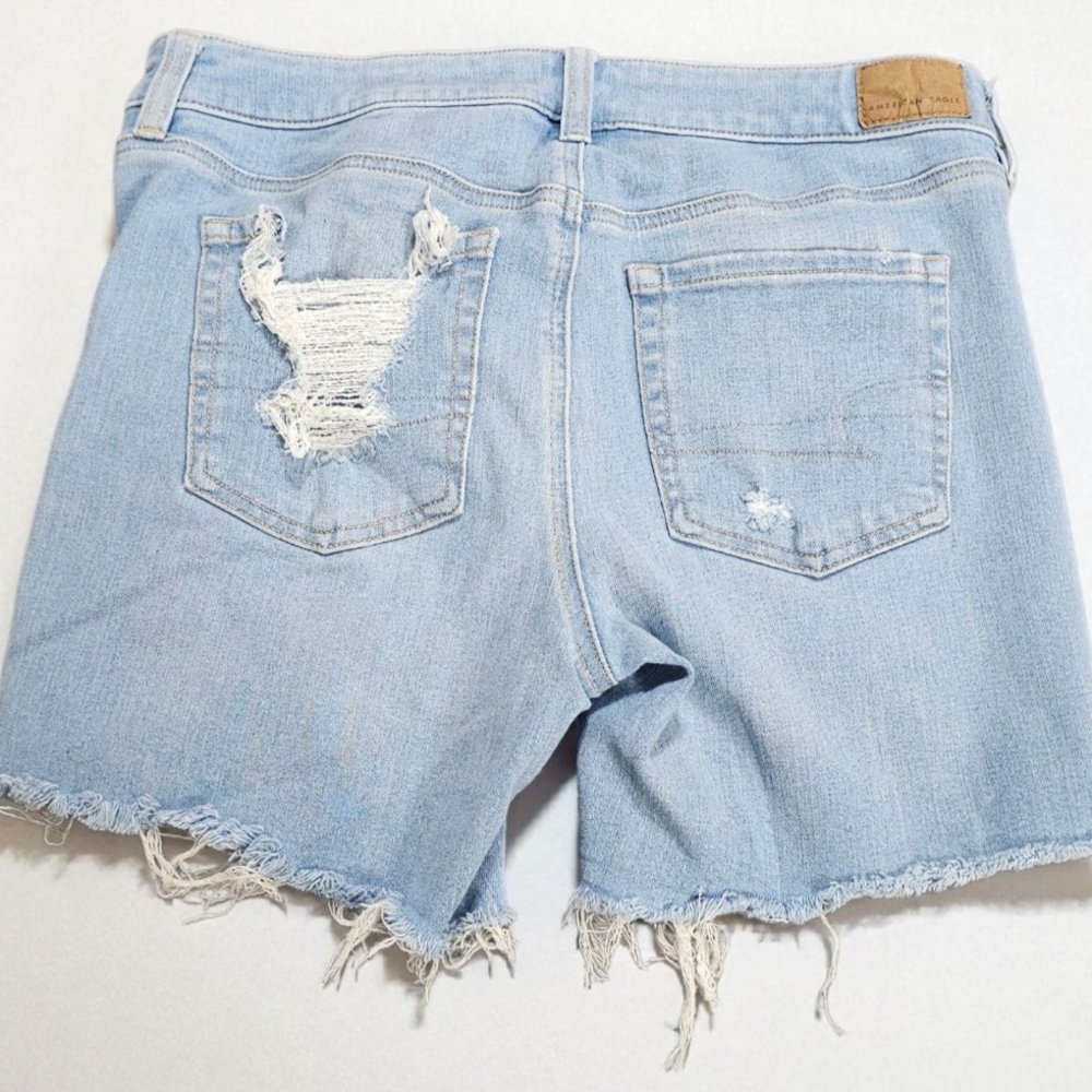 American Eagle Outfitters Light Blue Distressed Jean Shorts - Picture 2 of 5
